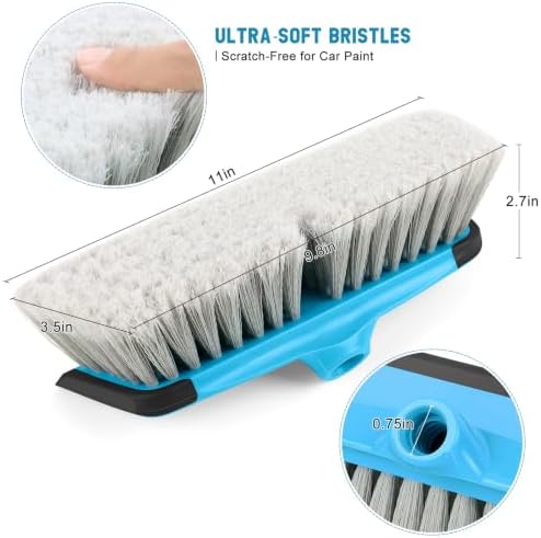 Car Wash Brush Head 10'', Soft Bristle Cleaning Brush for Washing Exterior