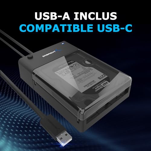 SABRENT Boitier Disque Dur 3.5, Rapide 5Gbps Boitier SSD Externe 2.5"/3.5", Adaptateur SATA USB pour SSD/HDD, Lecteur Disque Dur, sans Outils UASP, câble USB Inclus avec Alimentation (EC-DFLT) – vue 6