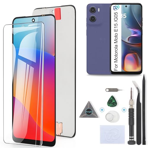 RongZy Écran Tactile LCD Compatible avec Motorola Moto E15 2025 XT2523 De Remplacement LCD Tactile Vitre pour Motorola Moto G05 avec Kit D'outils de Réparation (Noir)