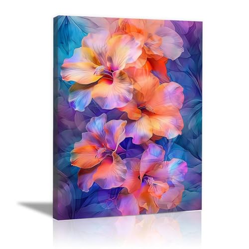 Peinture végétale sur toile WODJEM 50x70cm avec cadre pour décoration murale