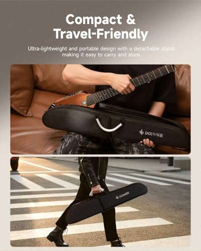 Miniatura 4 de Donner Hush-I Travel Guitar - Guitarra Acústica Eléctrica Portátil, Ultraligera, Silenciosa, Cuerpo De Caoba Con Soporte Desmontable, Bolsa De Transporte Y Accesorios