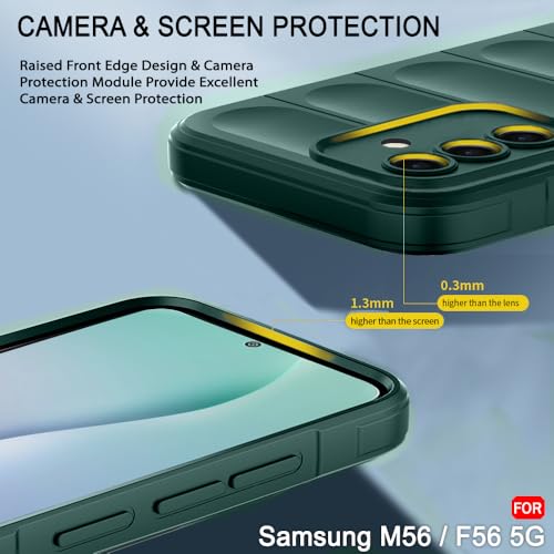 Image of TheGiftKart Liquid Silicon Back Cover Case for Samsung Galaxy M56 5G / F56 5G | Shockproof Military Grade Protection | Micro-Fibre Cloth On Inner Side | Anti-Slip Grip Back Cover Case (TPU, Green)