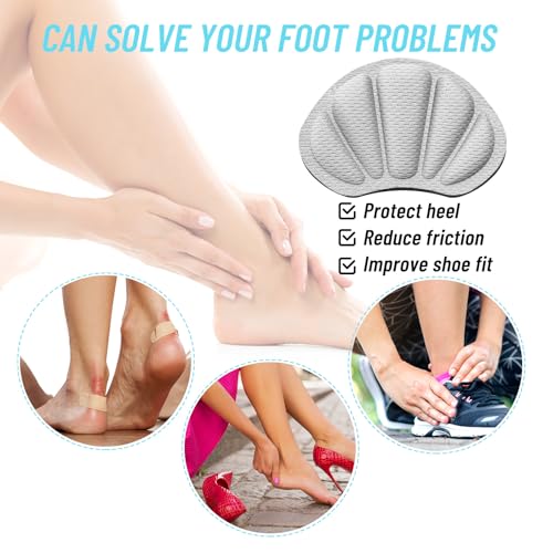 Image of Heel Cushions for Shoes, 12Pcs Mesh Self-Adhesive Back of Heel Cushion Inserts, Reusable Gray Shoe Heel Pad for Women Men Shoes Too Big