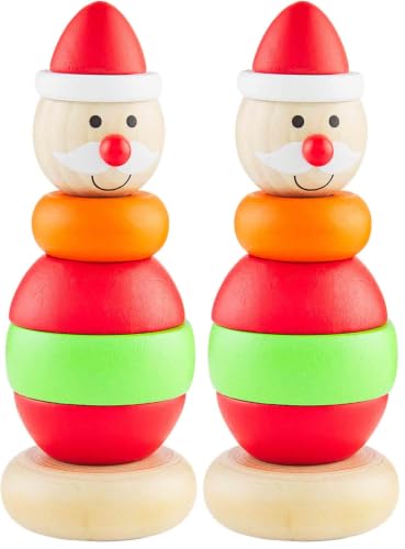 Image of Mud Pie Kids Christmas Stacker Toy, Santa, 5 inch x 2 inch Dia (Pack of 2)