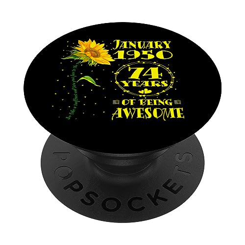 74 Cumpleaños 74 Años Amantes del Girasol Nacidos en Enero de 1950 PopSockets PopGrip Intercambiable