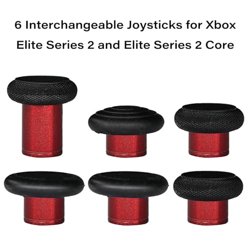 Image of 6 in 1 Swap Magnetic Thumbsticks Set for Xbox Elite Series 2 Controller,Joysticks Replacement Accessories for Xbox Controller Elite Series 2 /Elite Series 2 Core Controller(Red)
