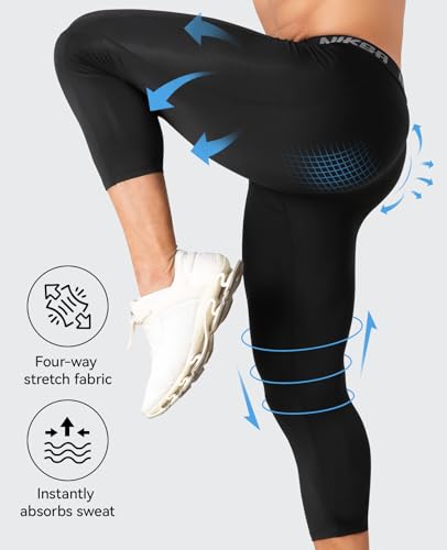 Niksa 3/4 Men's Compression Pants - Athletic Running Capri Tights Quick Dry Basketball Sports Leggings Gym Workout Base Layer3