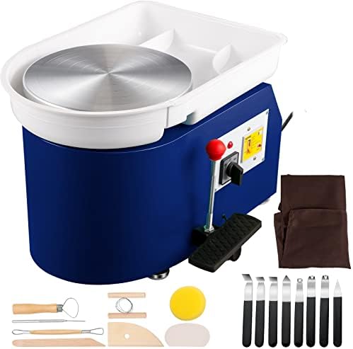 VEVOR Pottery Wheel 28cm Pottery Forming Machine 350W Electric Pottery Wheel with Adjustable Feet Lever Pedal DIY Clay Tool with Tray for Ceramic Work Clay Art DIY Clay Blue, 10 Piece