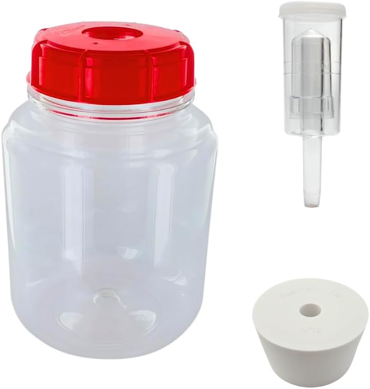 FastRack 1 Gallon PET Wide Mouth Fermonster with Airtight Lid, #10 Drilled Stopper & 3 Piece Airlock | BPA-Free, Food-Grade | Large Primary Fermenter for Home Brewing, Wine & Beer – 1 Pack