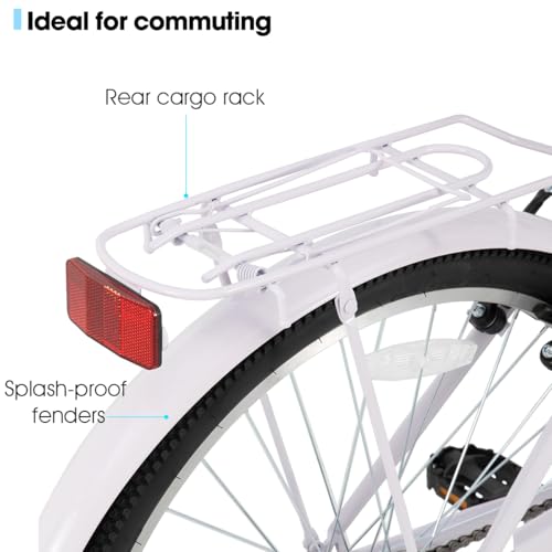 HILAND 26 inch Beach Cruiser Bike for Men and Women, 7 Speed