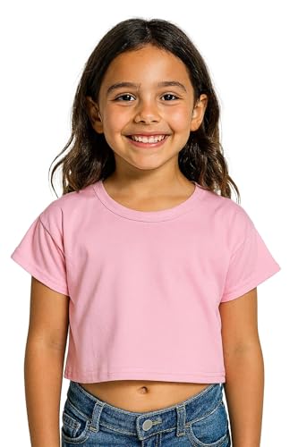 A2Z 4 Kids Girls Crop Top Plain T Shirt Soft Feel - New Crop Top Plain Baby Pink 11-12