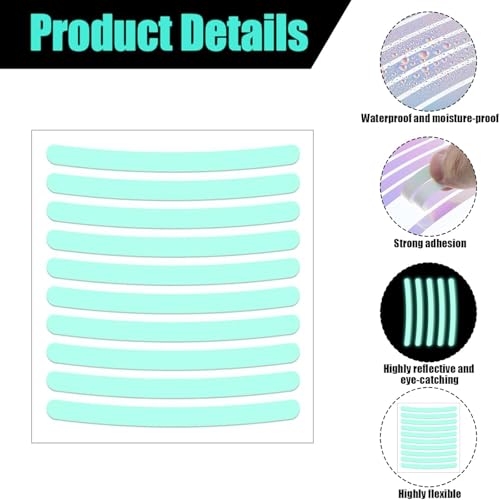 Image of Car Tyre Rim Reflective Stickers for Cars & Bikes, Night Visibility Warning Wheel Trim Safety Reflector Strips Waterproof Night Visibility Self Adhesive Universal Fit (Pack of 20, Neon)