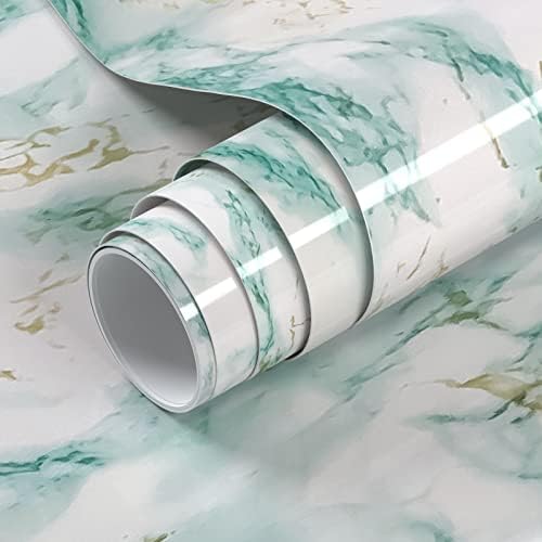 VOLEAAR Green Marble Contact Paper 40 x 1000CM Peel and Stick Wallpaper