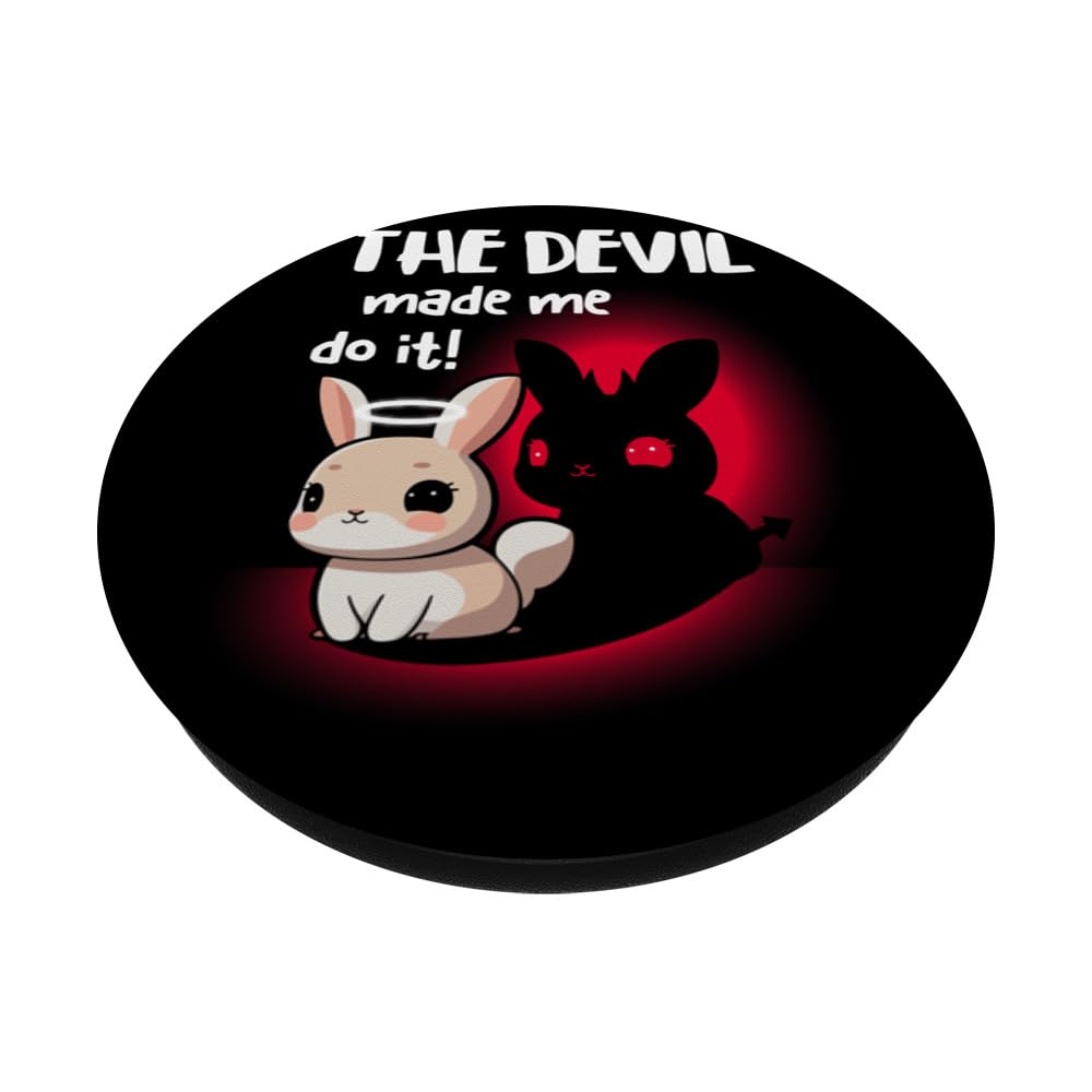I'm Angel Rabbit But Devil rabbit Made Me Do it PopSockets Swappable PopGrip, Black - Image 2