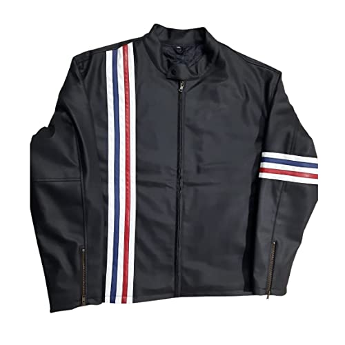 My Party Shirt Wyatt Williams American Flag Faux Leather Jacket - 60s Biker Movie Costume US Coat Motorcycle USA Gift - Black2