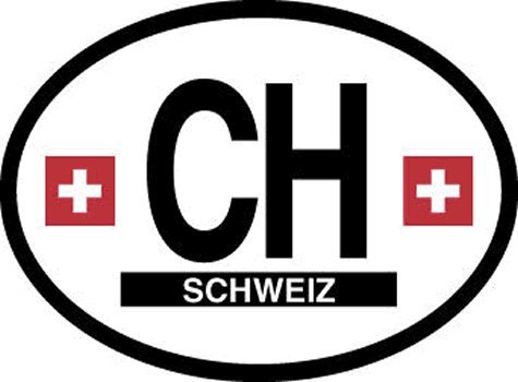 Officially Licensed & Trademarked Products Switzerland Flag, Waterproof UV Coated, Famous Reflective Oval Sticker Decal, 3.5 x 4.75