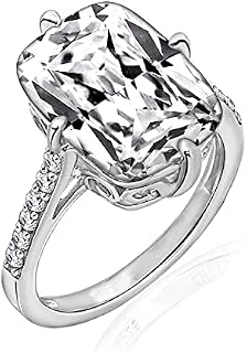 Amazon Collection Platinum plated sterling silver Celebrity Kim Engagement Ring made with Infinite Elements Cubic Zirconia Accents Ring