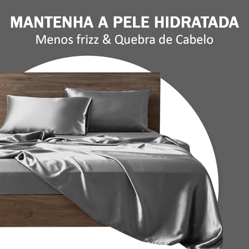 Fronhas de Cetim Kit com 2 Peças Luxuosas e Macias 4 Abas Capa Para Travesseiro 50x70cm Seda Cama de