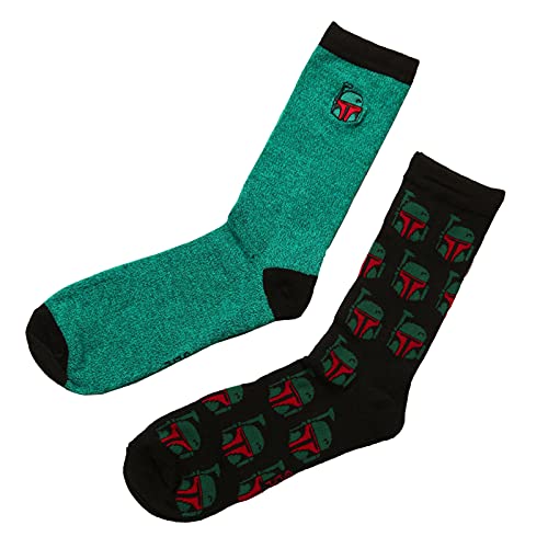 Star Wars Boba Fett Embroidered & Tossed Design 2-pack Adult Crew Socks