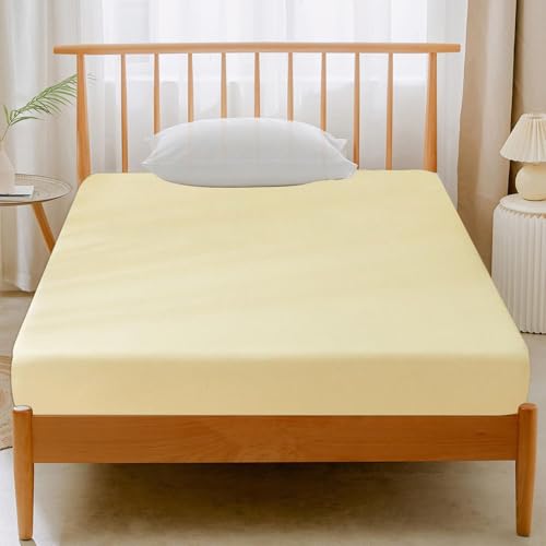 Drap housse en coton anti-plis couvre-matelas confortable bicolore