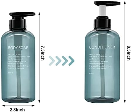3 Pack Shampoo Bottle Pump Dispenser, 500ml Empty Plastic Soap Dispenser Bottle with Pump for Bathroom, Kitchen or Hotel, Refillable Dispenser for Lotion, Shower Gel and Conditioner