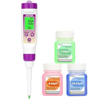 GIDIGI Digital Food pH Meter with Calibration Solutions for Fermentation and Food Testing