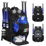 RAINSMORE Mochila Béisbol Hombre Ligera para Softball con Doble Almacenamiento de Cascos, Compartimento de Zapatos y...