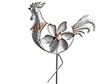 Formano Gartenstecker Hahn mit Windrad Metall antik verzinkt (40 x 30 cm)