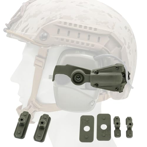 Tactical Helmet ARC Track Adapter for Tactical Electronic Shooting Earmuff Compatible Howard Leight Impact Sport Headset (Green)