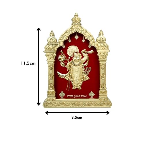 Image of EKA Temple Series Shreenath Ji |Gold Foil Tabel Top| Shrinathji Showpiece for Home Temple, Pooja Room & Office Decor | Ideal Festival, Housewarming & Spiritual Gift (9cm x 4cm x 11cm)