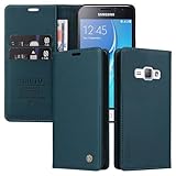SLWYF Handyhülle für Samsung Galaxy J120/J1 2016 Hülle, Premium PU Lederhülle Wallet Klappbar Flip Hülle Tasche Magnet Kartenfach Standfunktion Klapphülle Schutzhülle Handyhülle, Blau