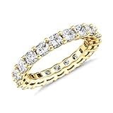 PAVOI 14K Yellow Gold Plated Cubic Zirconia Love Band - 3mm Stackable Rings for Women - Stacking Jewelry Gold Eternity Rings for Women, Size 5