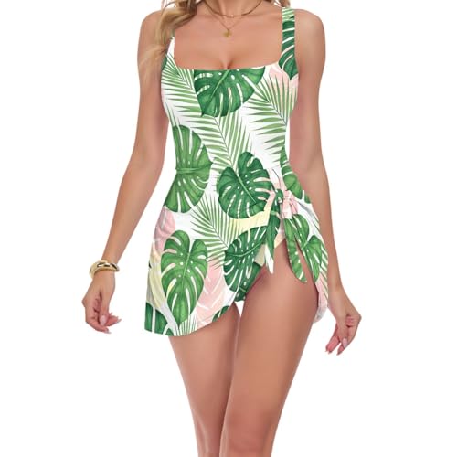 Maillot de bain jupe imprimé Monstera idéal pour vos séances de spa et farniente au soleil