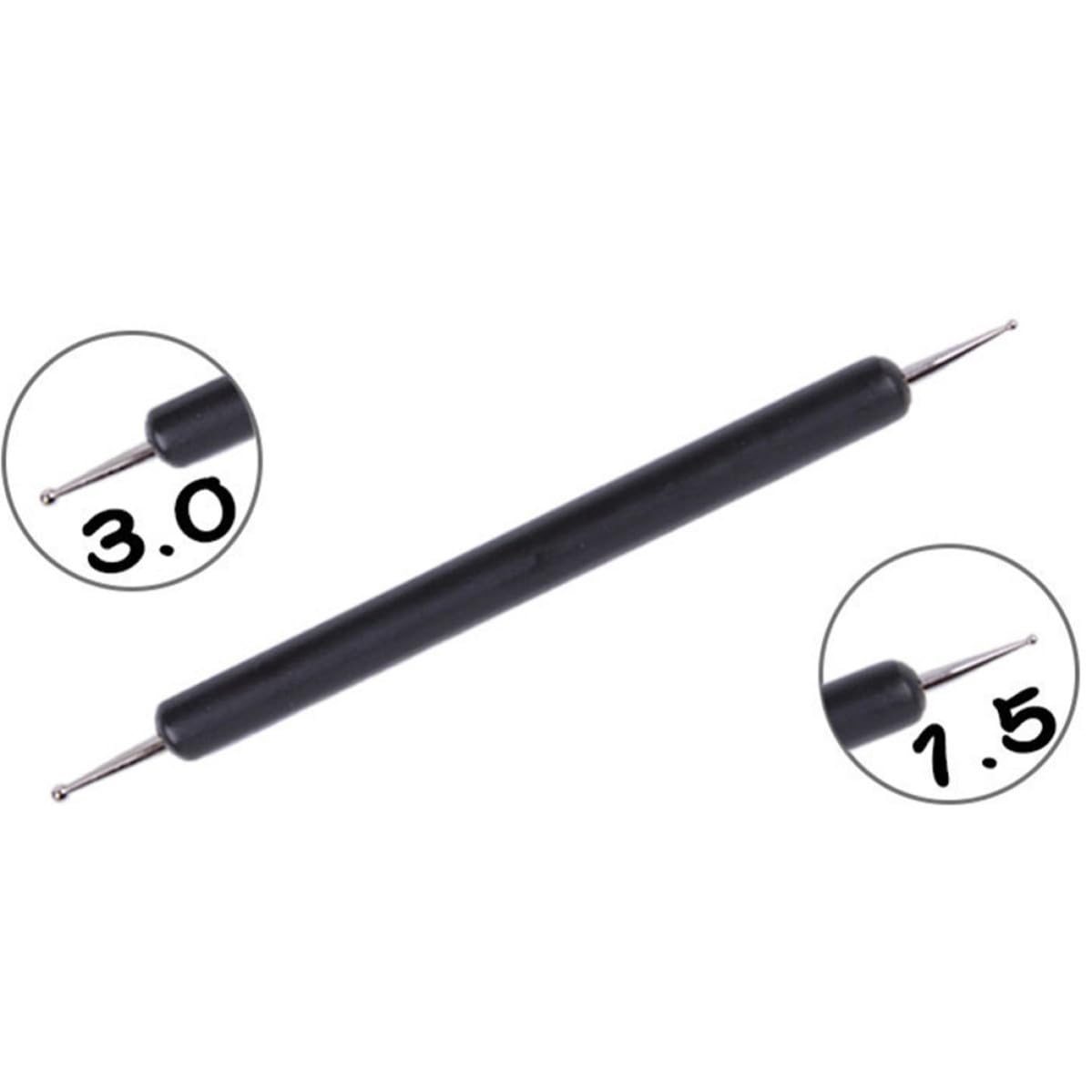 5pcs Black Double Ended Nail Art Dotting Pen Set for Small Details