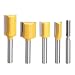 Bestgle Set of 5 Piece Straight Dado Router Bit Set Carbide Wood Milling Cutter Woodworking Tools, Cutting Diameter 1/4",3/8",1/2",5/8",3/4", 1/4-Inch Shank(Yellow)