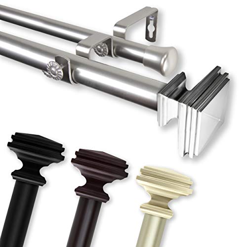Rod Desyne 100-36-485-D Bedpost 1" Od 48-84 Inch-Satin Nickel Double Curtain Rod Set, 48-84" #TOP3