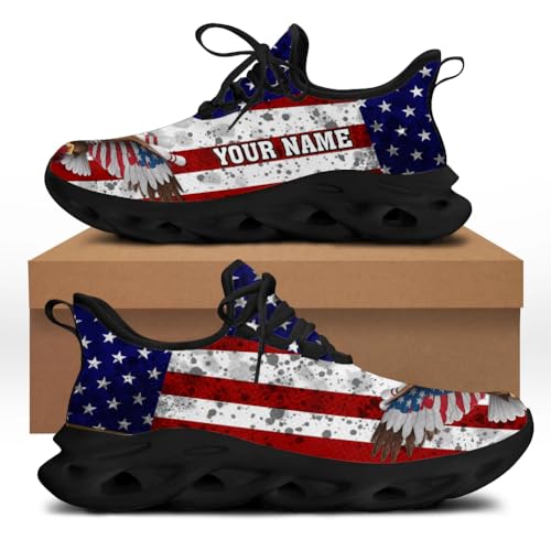 3D Printed Sports Shoes with Bowling-Themed Pattern, Eagle Flag Custom Shoes for Bowler and Bowling Team2