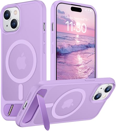 Image of Magnetic Compatible with iPhone 15 Case, [Built-in Invisible Kickstand][Compatible with MagSafe] [Military Grade Shockproof] Slim Translucent Matte Phone Case for iPhone 15 6.1 inch