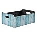 Oyihfvs Blue Wood Texture, Turquoise Wooden Pattern, Retro Style Rectangle Foldable Felt Storage Bin, Collapsible Cube with Handles Thick Fabric Box Organizer Clothes Supplies for Home Bedroom