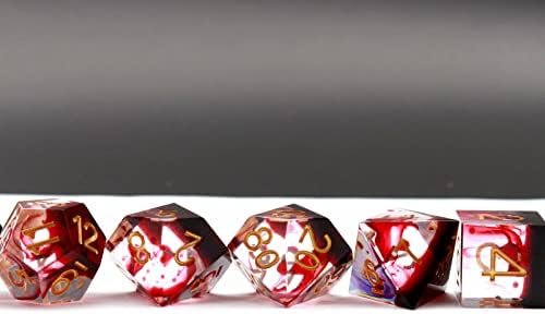 Haxtec Sharp Edge DND Dice Set Red Swirls Resin Dice D&D Dice for TTRPG Role Playing Games Dungeons and Dragons DND Gifts - 5