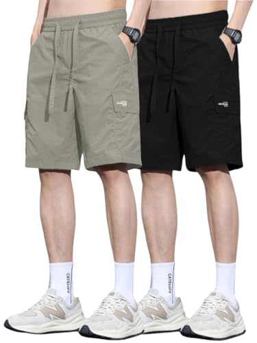 Image of TAGDO Men's Cotton Cargo Shorts with Multi Pockets | Lightweight Casual Outdoor Shorts Pant for Men | Elastic Waist Drawstring Utility Shorts for Hiking, Camping and Daily Wear (2048)