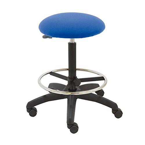 Taburete alto giratorio trabajo aro reposapiés, asiento circular acolchado regulable en altura para clínica, fisioterapia, tatuajes, dentista, masaje, peluquería o taller - color asiento elegir