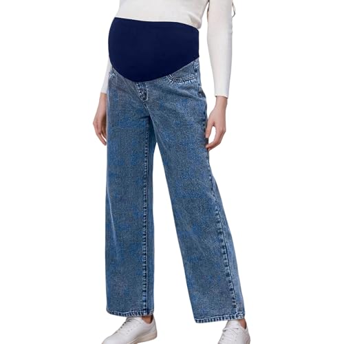 DOTBUY-SHOP Pantaloni Premaman Donna Invernali Eleganti, Pantaloni Premaman Donna Palazzo Skinny Curvy Jeans per Gravidanza, Lavoro, Salotto (Blu Scuro,M)