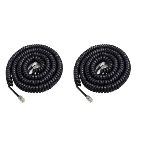 Zguziji Lot de 2 câbles enroulés pour combiné téléphonique 4P4C de 4 m - Longueur de 0,45 à 4 m - Câble RJ9