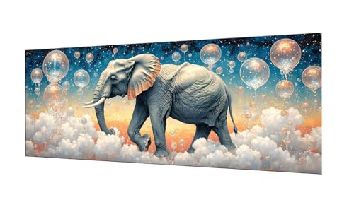 Diamond Painting Adulte Kit Complet 5D : Peinture Strass Éléphant 40x100cm