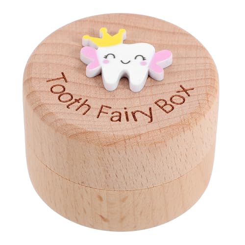 CIYODO Wooden Tooth Case Boys and Girls Tooth Holder Organizer Fetal Hair Box Collector