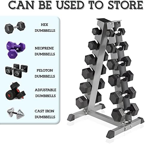 FK Sports Silver Dumbbell Rack Heavy Duty Steel Dumbell Racks 6 Tier, With 240 Kg Load Bearing Capacity Hex Weight Stand, Dumbbell Tree for Home Gym Dumbbells Storage Fitness Equipment