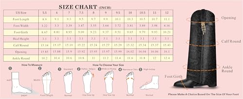 Image of Fold Over Boots for Women Pointy Pull-on Wedge Heel Knee Shark Boot With Side Zipper Padlock Design
