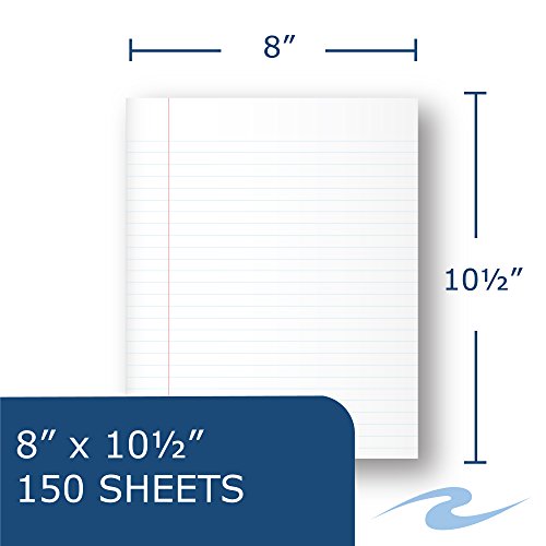 Roaring Spring Genesis Premium 3 Subject Wide Ruled Spiral Notebook W/Double Pocket, 10.5" X 8.5" 150 Perforated Sheets, Assorted Color Poly Covers #TOP1