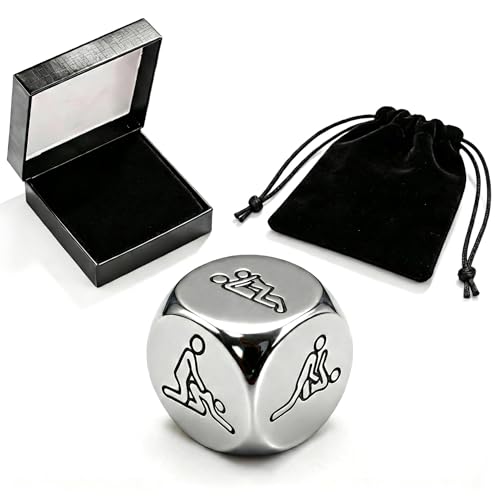 Premium Stainless Steel Couples Decision Dice – Weighted Metal Role Playing Game with 6 Romantic Positions – Novelty Date Night & Valentines Gift for Him or Her – Includes Discrete Luxury Gift Box